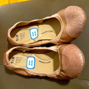 TIME AND TRU, Rose Gold ballerina shoes, size 9.5, Wide Width, Memory Foam